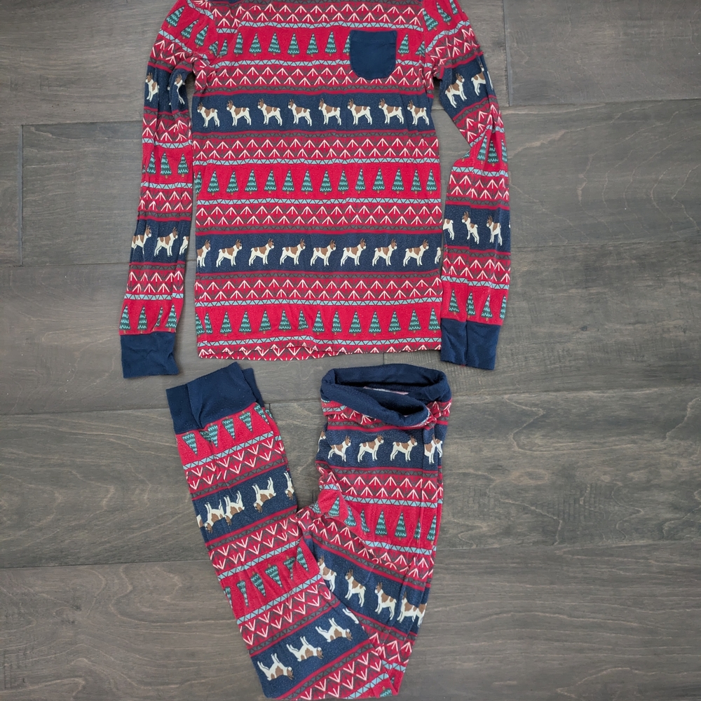 Hatley Navy, Red & Green Reindeer Tree Kids Pajama Set